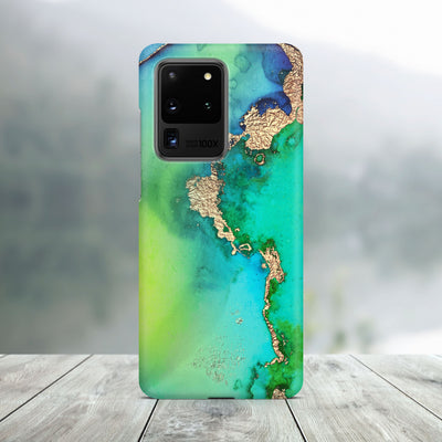 Green watercolor and gold Samsung Case