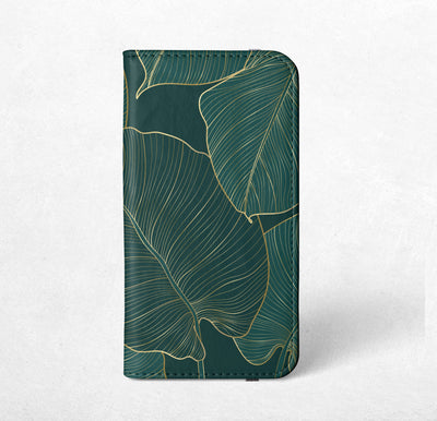 Gold Green Leaves iPhone / Samsung Wallet Case