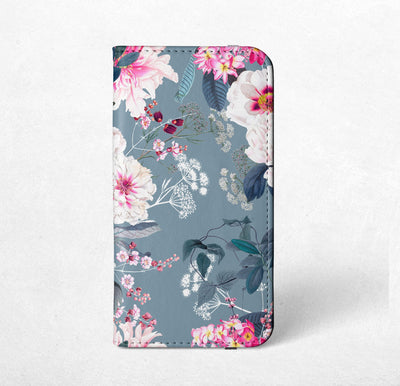 Grey Pink Roses iPhone / Samsung Wallet Case