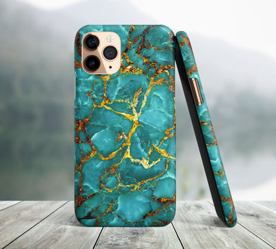 Green Marble and Gold iPhone Case