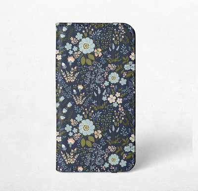 Blue Floral Samsung Wallet Case