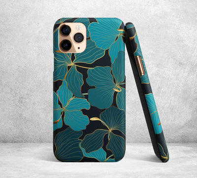 Blue Gold Flowers iPhone Case