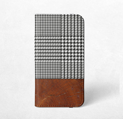 Houndstooth and Wood iPhone / Samsung Wallet Case